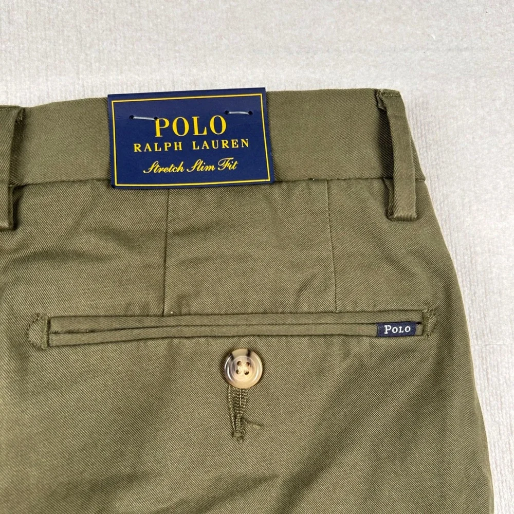 Polo Ralph Lauren Chinos Mens 32x32 Olive Green Stretch Slim Fit Twill Pants